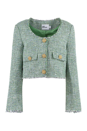Boucle jersey single-breasted jacket-0